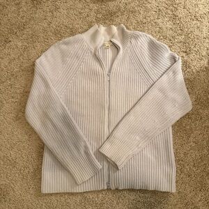 Banana Republic Cream Ribbed Full Zip Mock Neck Sweater Jacket